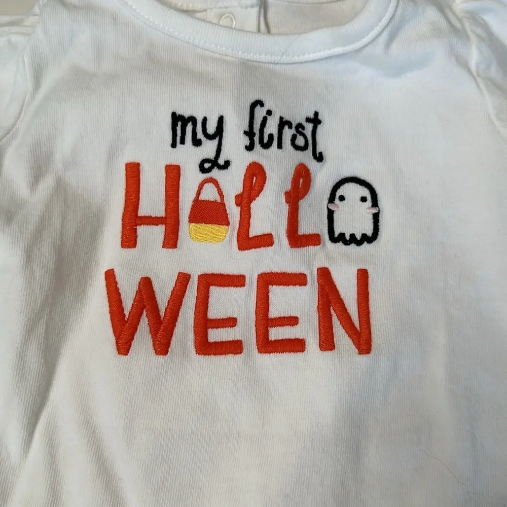 Bundle of my first Halloween clothes. Two long sleeve onesies and a tutu shirt.